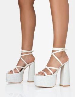 Suki Ecru Linen Strappy Platform Square Toe Block Heels 8 Suki Ecru Linen Strappy Platform Square Toe Block Heels -Chic Footwear Shop 771A2595