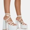 Suki Ecru Linen Strappy Platform Square Toe Block Heels 2 Suki Ecru Linen Strappy Platform Square Toe Block Heels -Chic Footwear Shop 771A2598