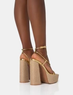 Blissful Gold Asymmetric Strappy Square Toe Raffia Platform Block Heels 9 Blissful Gold Asymmetric Strappy Square Toe Raffia Platform Block Heels -Chic Footwear Shop 771A2652