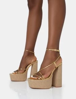 Blissful Gold Asymmetric Strappy Square Toe Raffia Platform Block Heels 8 Blissful Gold Asymmetric Strappy Square Toe Raffia Platform Block Heels -Chic Footwear Shop 771A2653