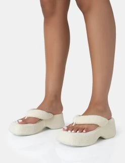 Havana Ecru Towelling Flip Flop Chunky Platform Sandals -Chic Footwear Shop 771A3455 b4b68701 191b 425c a19b e58054605afc