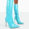 Horizon Wide Fit Blue Patent Knee High Boots -Chic Footwear Shop 771A3464