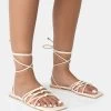 Kelly Ecru PU Lace Up Flat Square Toe Sandals 2 Kelly Ecru PU Lace Up Flat Square Toe Sandals -Chic Footwear Shop 771A3467 be0ae4fe 4725 4d25 8f11 b3ad3e0876f6