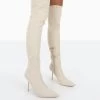 Tianna Natural Linen Pointed Toe Over The Knee Stiletto Boots 1 Tianna Natural Linen Pointed Toe Over The Knee Stiletto Boots -Chic Footwear Shop 771A3470
