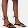 Kelly Black PU Lace Up Flat Square Toe Sandals -Chic Footwear Shop 771A3508 684ea819 4ea0 421e b2fd 7814378bcded