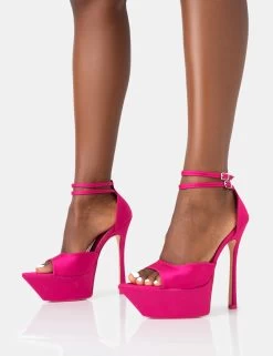 Vortex Hot Pink Satin Platform Barely There Pointed Toe Stiletto Heels -Chic Footwear Shop 771A3530 f884c962 0ed3 4eff 9f7e f5f6ad3a3c60