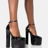 Paparazzi Black Patent Extreme Platform Rounded Closed Toe Block High Heels -Chic Footwear Shop 771A3555