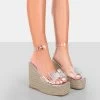 Ocean Beach Silver Patent Bow Platform Wedge Heels -Chic Footwear Shop 771A4043