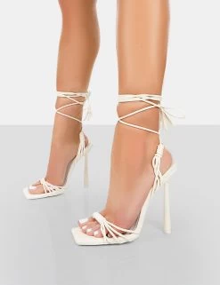 Twistin Ecru Pu Square Toe Strappy Lace Up Stiletto Heels 9 Twistin Ecru Pu Square Toe Strappy Lace Up Stiletto Heels -Chic Footwear Shop 771A4107