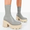 Jennie Grey Pu Platform Chunky Sole Heeled Ankle Boots 1 Jennie Grey Pu Platform Chunky Sole Heeled Ankle Boots -Chic Footwear Shop 771A4492