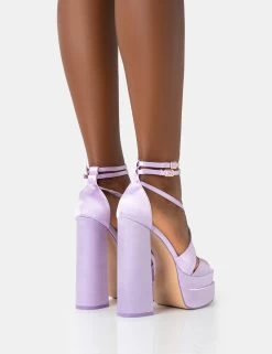 Breanna Lilac Satin Strappy Ankle Extreme Double Platform Block Heels -Chic Footwear Shop 771A4493 68c96f51 48f3 4fa9 ab63 3c277766e402