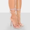 Lacey Pink Patent Square Toe Strappy Lace Up Stiletto Heels 1 Lacey Pink Patent Square Toe Strappy Lace Up Stiletto Heels -Chic Footwear Shop 771A4541