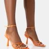 Bree Orange Patent Barely There Square Toe Mid Stiletto Heels 1 Bree Orange Patent Barely There Square Toe Mid Stiletto Heels -Chic Footwear Shop 771A4570