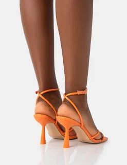 Bree Orange Patent Barely There Square Toe Mid Stiletto Heels 9 Bree Orange Patent Barely There Square Toe Mid Stiletto Heels -Chic Footwear Shop 771A4572