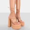 Glow Girl Nude PU Lace Up Platform High Heels 2 Glow Girl Nude PU Lace Up Platform High Heels -Chic Footwear Shop 771A4630