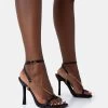 Catwalk Black Pu Chain Strappy Square Toe Stiletto Heels -Chic Footwear Shop 771A4754