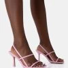 Sophia Baby Pink PU Barely There Square Toe Mid Stiletto Heels -Chic Footwear Shop 771A4770