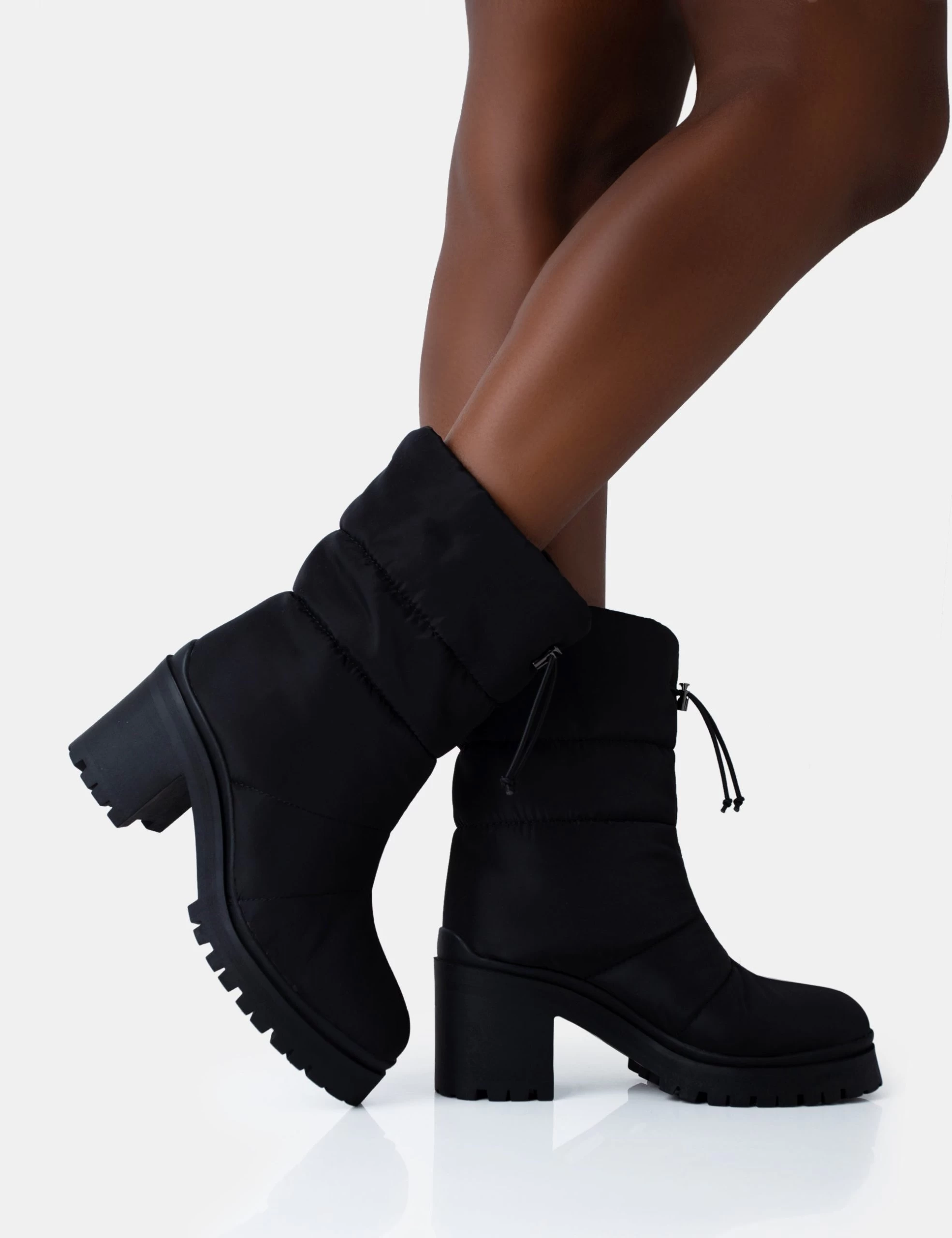 Vine Black Nylon Padded Toggle Ankle Boots 4 Vine Black Nylon Padded Toggle Ankle Boots - Image 2
