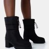 Vine Black Nylon Padded Toggle Ankle Boots