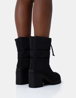 Vine Black Nylon Padded Toggle Ankle Boots 9 Vine Black Nylon Padded Toggle Ankle Boots -Chic Footwear Shop 771A4796