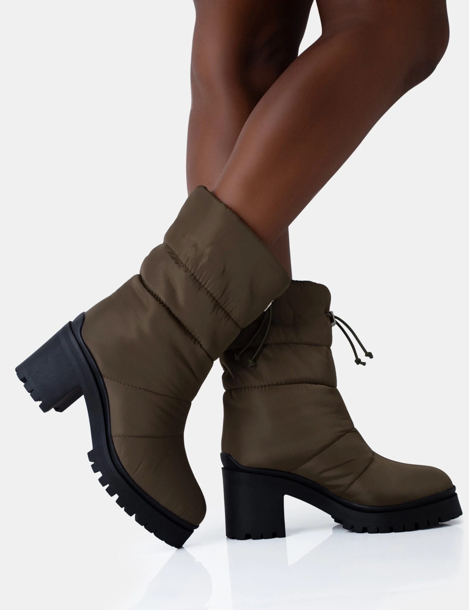 Vine Khaki Nylon Padded Toggle Ankle Boots 4 Vine Khaki Nylon Padded Toggle Ankle Boots - Image 2