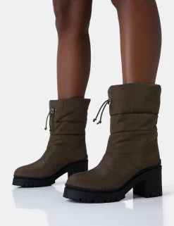 Vine Khaki Nylon Padded Toggle Ankle Boots 8 Vine Khaki Nylon Padded Toggle Ankle Boots -Chic Footwear Shop 771A4802