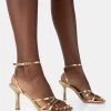 Mademoiselle Gold PU Strappy Square Toe Mid Stiletto Heels 2 Mademoiselle Gold PU Strappy Square Toe Mid Stiletto Heels -Chic Footwear Shop 771A4940
