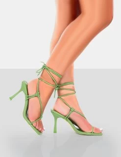 Harriet Green PU Square Toe Lace Up Heels 9 Harriet Green PU Square Toe Lace Up Heels -Chic Footwear Shop 771A4972
