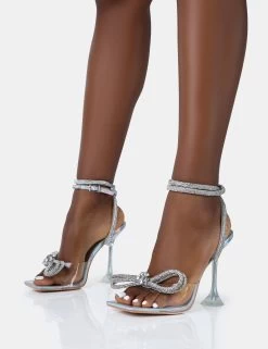 Glimmer Silver Holographic Perspex Wrap Around Diamante Bow Square Toe Heels -Chic Footwear Shop 771A4977 ae95b03b bfe7 40d5 b7c1 a697c00c9c4d