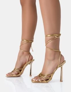 Glow Up Gold PU Knotted Strappy Lace Up Square Toe Stiletto Heels 8 Glow Up Gold PU Knotted Strappy Lace Up Square Toe Stiletto Heels -Chic Footwear Shop 771A5053 5fb789f7 362e 4566 8c21 dac2594de3b8