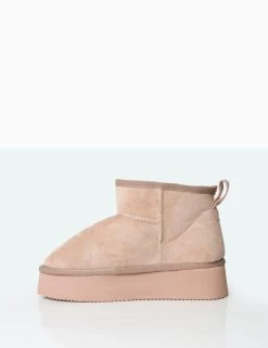 Theo Beige Faux Suede Ultra Mini Ankle Platform Boots 7 Theo Beige Faux Suede Ultra Mini Ankle Platform Boots -Chic Footwear Shop 771A5173