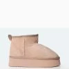 Theo Beige Faux Suede Ultra Mini Ankle Platform Boots 2 Theo Beige Faux Suede Ultra Mini Ankle Platform Boots -Chic Footwear Shop 771A5174
