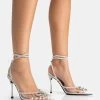 Twilight Silver Perspex Diamante Bow Pointed Court Stiletto Heel -Chic Footwear Shop 771A5335