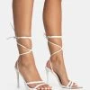 Unapologetic White Satin Barely There Gold Pointed Toe Stiletto Heels -Chic Footwear Shop 771A5359