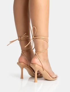 Unruly Nude Pu Perspex Strappy Lace Up Pointed Toe Stiletto Heels 9 Unruly Nude Pu Perspex Strappy Lace Up Pointed Toe Stiletto Heels -Chic Footwear Shop 771A5394