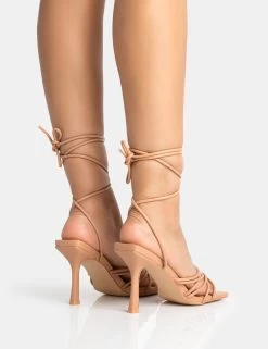 Keri Nude Pu Strappy Lace Up Mid Heels 9 Keri Nude Pu Strappy Lace Up Mid Heels -Chic Footwear Shop 771A5398