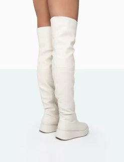 Erica Bone Pu Chunky Platform Sole Over The Knee Boots 9 Erica Bone Pu Chunky Platform Sole Over The Knee Boots -Chic Footwear Shop 771A5437