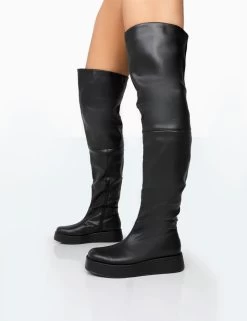 Erica Wide Fit Black Pu Chunky Platform Over The Knee Boots 8 Erica Wide Fit Black Pu Chunky Platform Over The Knee Boots -Chic Footwear Shop 771A5442 95042358 dd4e 4176 af0c 036fe39437cf