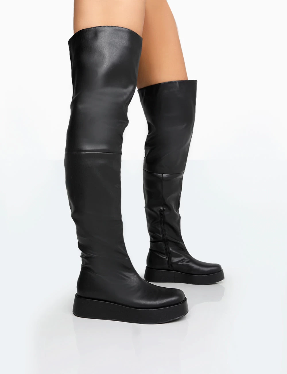 Erica Wide Fit Black Pu Chunky Platform Over The Knee Boots 3 Erica Wide Fit Black Pu Chunky Platform Over The Knee Boots