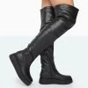 Erica Black Pu Chunky Platform Over The Knee Boots 1 Erica Black Pu Chunky Platform Over The Knee Boots -Chic Footwear Shop 771A5443