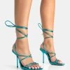 Holly Wide Fit Blue Metallic Strappy Tie Up Square Toe Stiletto Heels 2 Holly Wide Fit Blue Metallic Strappy Tie Up Square Toe Stiletto Heels -Chic Footwear Shop 771A5447