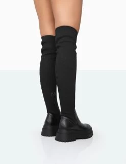 Happier Black Boucle Knit Over The Knee Boots 9 Happier Black Boucle Knit Over The Knee Boots -Chic Footwear Shop 771A5457 f6e4a5db 9365 434b 891f 25c74125f0db