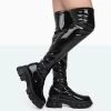 Take Chances Black Patent Chunky Sole Knee High Boots -Chic Footwear Shop 771A5466