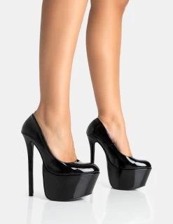 Chic Footwear Shop 16 Stargaze Black Patent Extreme Court Stiletto Heels