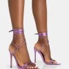 Merlot Metallic Lilac Lace Up Wrap Around Pointed Toe Stiletto Heel -Chic Footwear Shop 771A5610