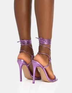 Merlot Metallic Lilac Lace Up Wrap Around Pointed Toe Stiletto Heel 9 Merlot Metallic Lilac Lace Up Wrap Around Pointed Toe Stiletto Heel -Chic Footwear Shop 771A5611