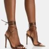 Merlot Metallic Chocolate Lace Up Wrap Around Pointed Toe Stiletto Heel -Chic Footwear Shop 771A5614