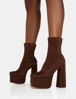 Dominate Chocolate Nylon Platform Rounded Square Toe Block Heeled Ankle Boots 8 Dominate Chocolate Nylon Platform Rounded Square Toe Block Heeled Ankle Boots -Chic Footwear Shop 771A5864 80fc8ca4 bb08 44c4 af3e 4cf2eb99ba03