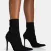 Mirival Black Knitted Stiletto Sock Pointed Toe Ankle Boots 2 Mirival Black Knitted Stiletto Sock Pointed Toe Ankle Boots -Chic Footwear Shop 771A5870
