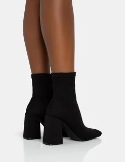 Delani Black Neoprene Zip Up Rounded Pointed Toe Block Heel Ankle Boots -Chic Footwear Shop 771A5891 622891c6 07d9 4b2a a31d 5ca9608996e1